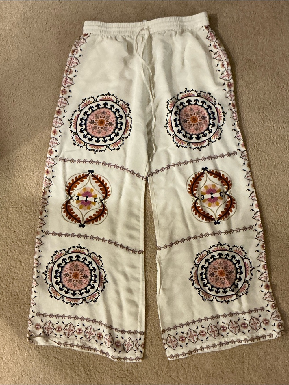Johnny Was:Jade Cream Elastic-Waist Pull-On Pants